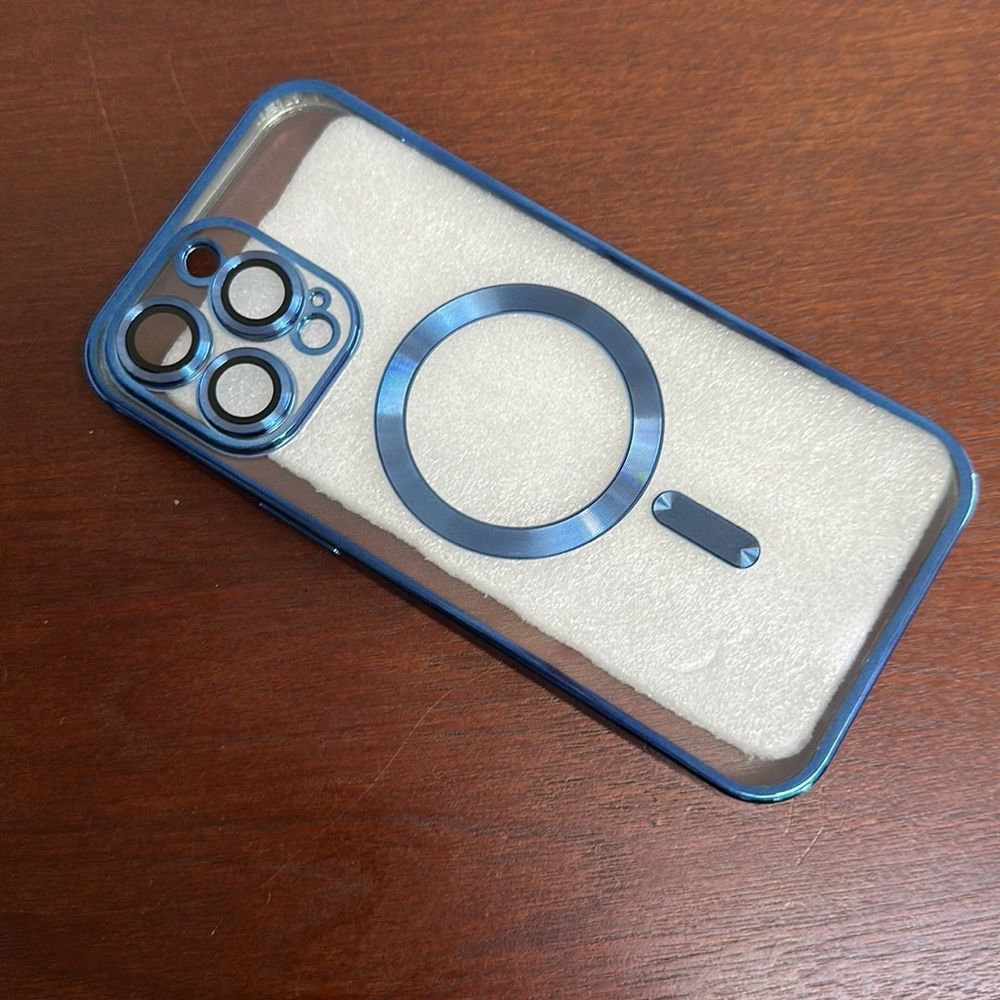 iPhone 14 pro max silver blue clear lenses protection MagSafe wireless charger